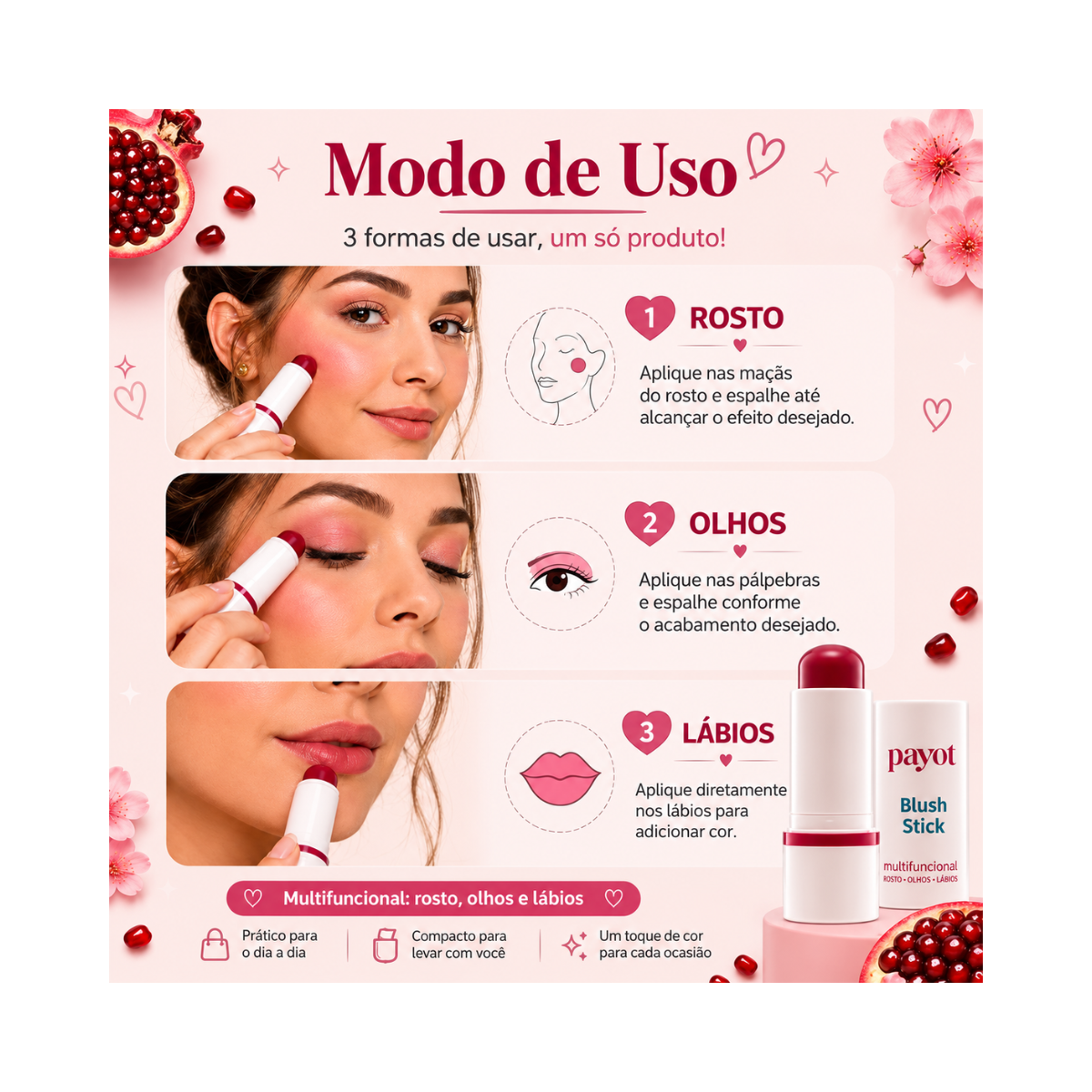 BLUSH STICK MULTIFUNCIONAL TORTA DE ROMA 10 PAYOT 6G