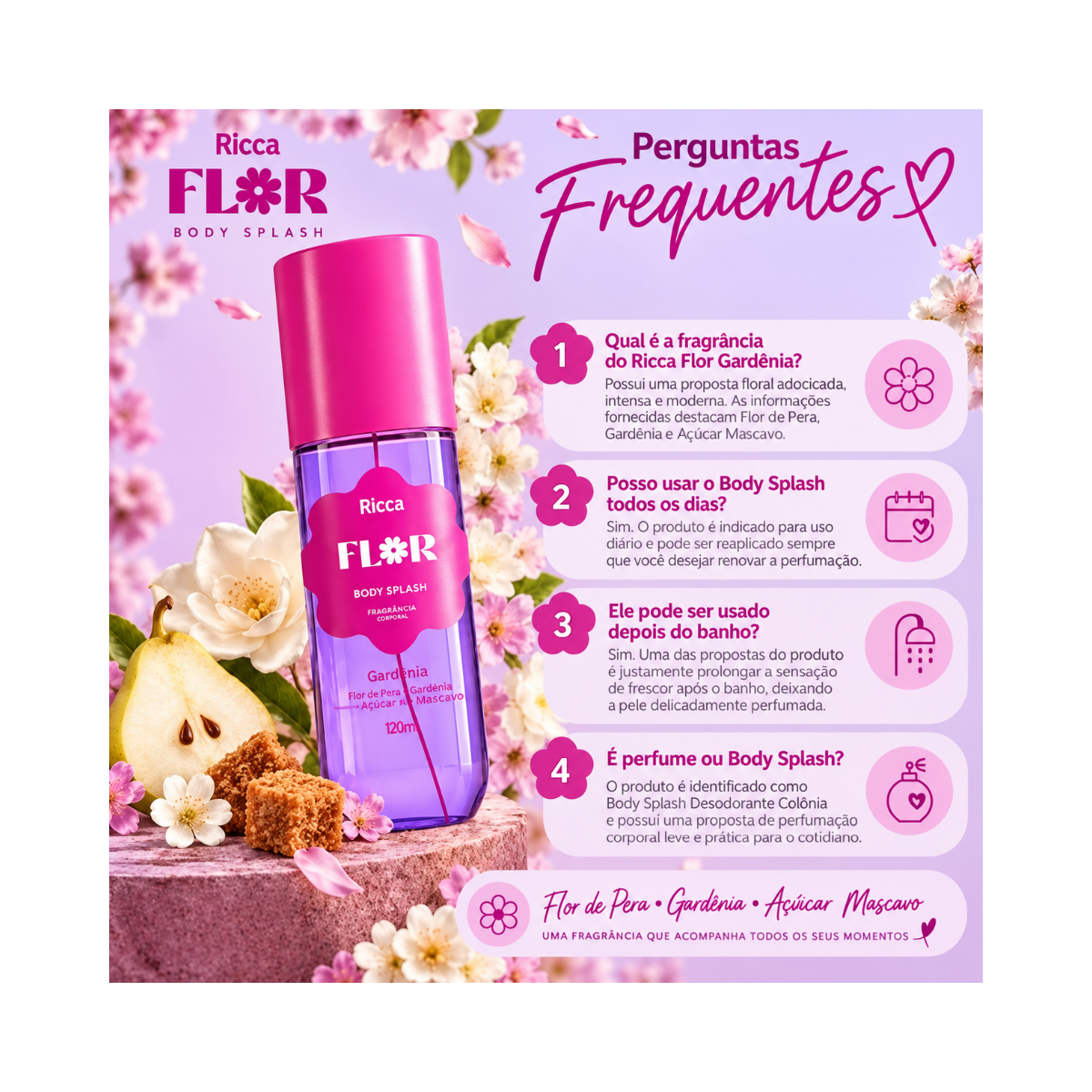 BODY SPLASH DEO COLÔNIA RICCA FLOR GARDÊNIA150ML
