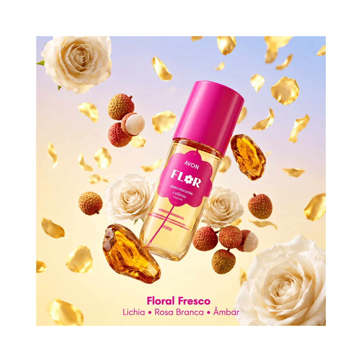 BODY SPLASH DEO COLÔNIA RICCA FLOR ROSA BRANCA 150ML