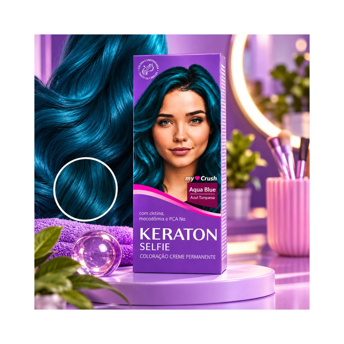 COLORAÇÃO KERATON SELFIE MY CRUSH AQUA BLUE KERT 50G