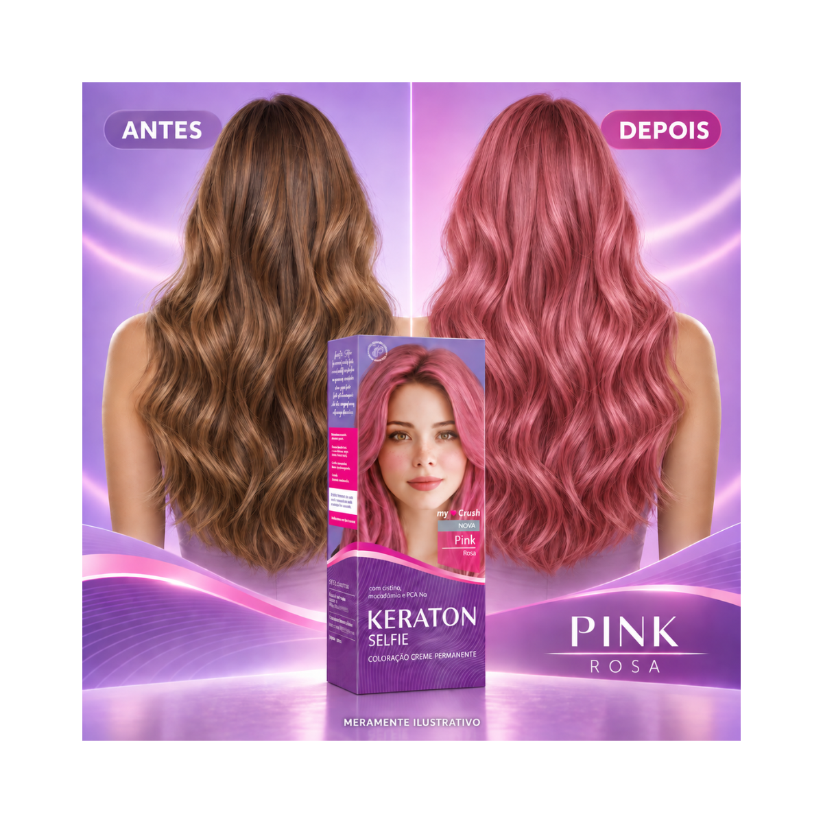 COLORAÇÃO KERATON SELFIE MY CRUSH HOT PINK KERT 50G