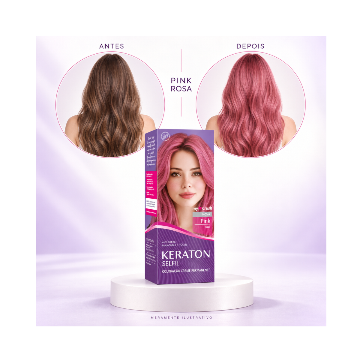 COLORAÇÃO KERATON SELFIE MY CRUSH HOT PINK KERT 50G