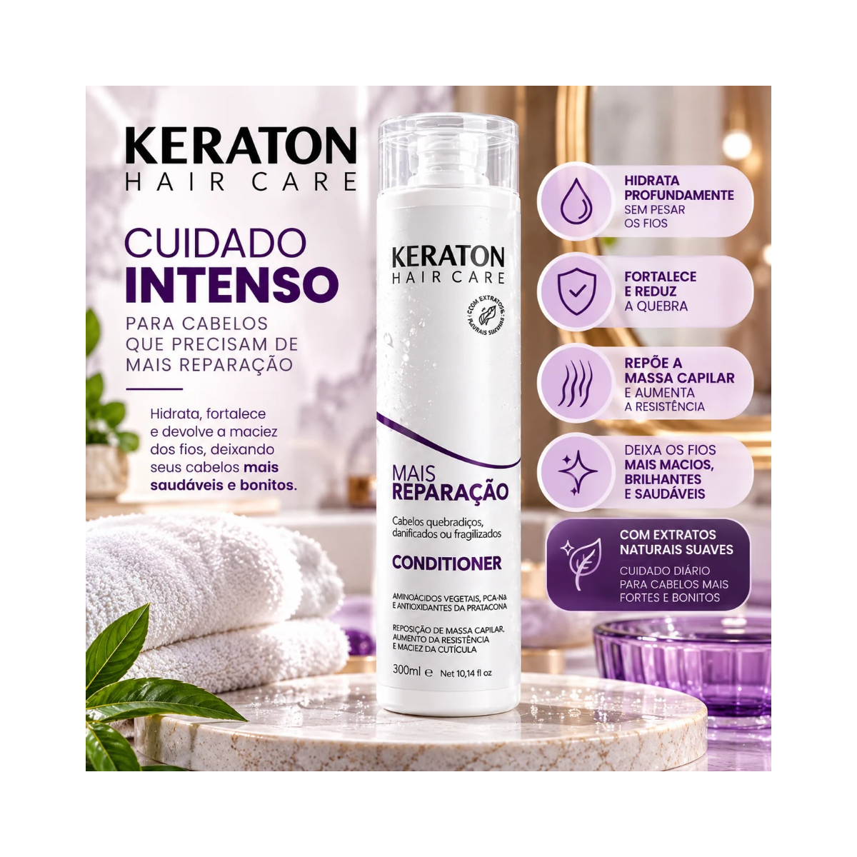 CONDICIONADOR KERATON MAIS REPARAÇÃO KERT 300ML