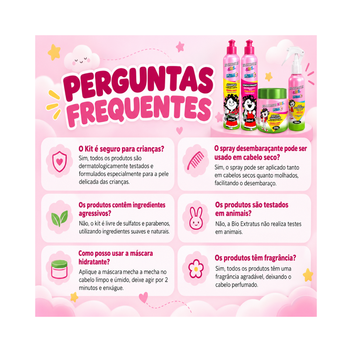 CONDICIONADOR KIDS CABELO CACHEADO BIO EXTRATUS 240ML