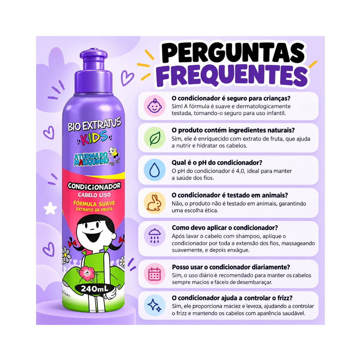 CONDICIONADOR KIDS CABELO LISO BIO EXTRATUS 240ML