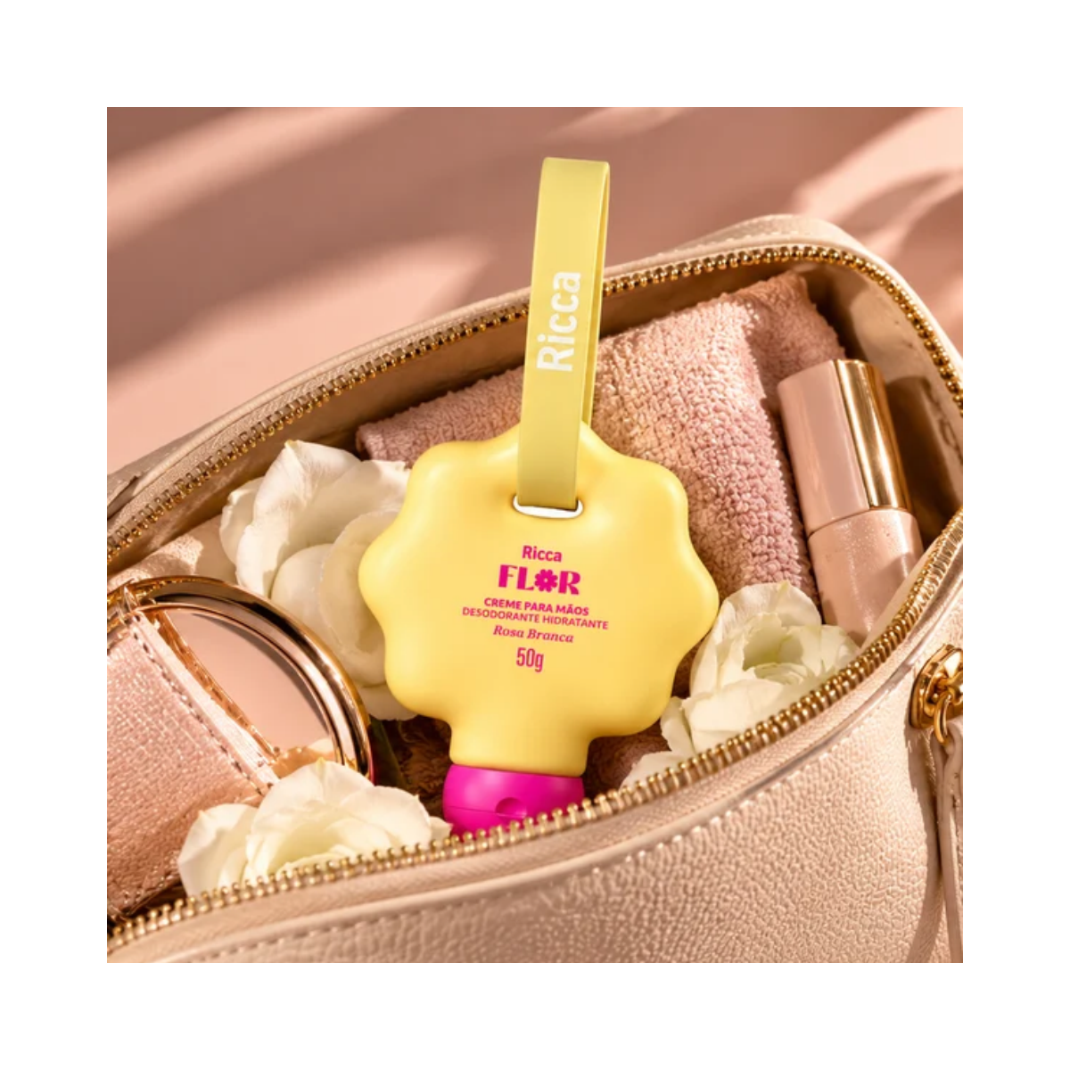 CREME PARA MÃOS DEO HIDRATANTE RICCA FLOR ROSA BRANCA 50ML