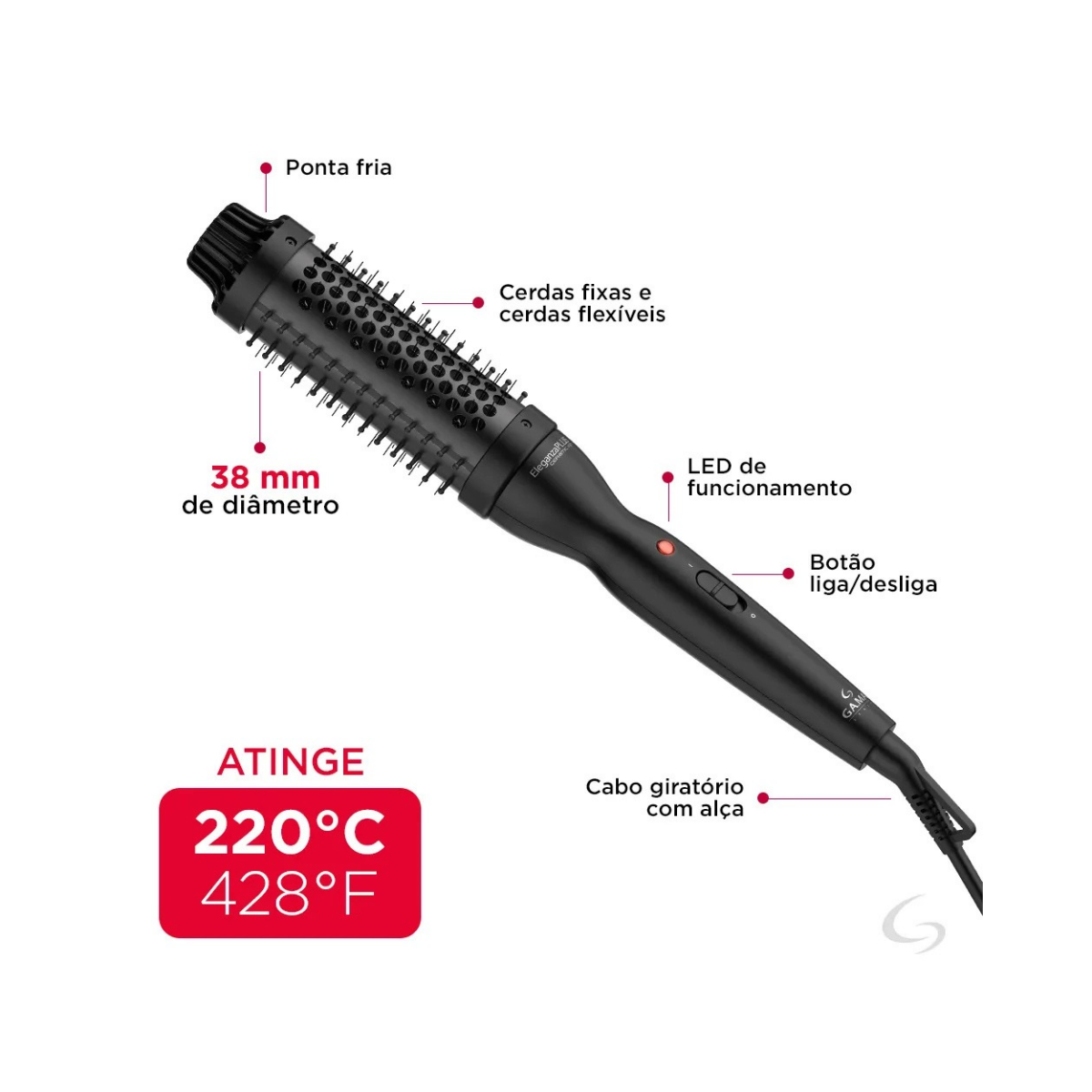 ESCOVA TERMICA MODELADORA ELEGANZA PLUS GAMA ITALY BIVOLT