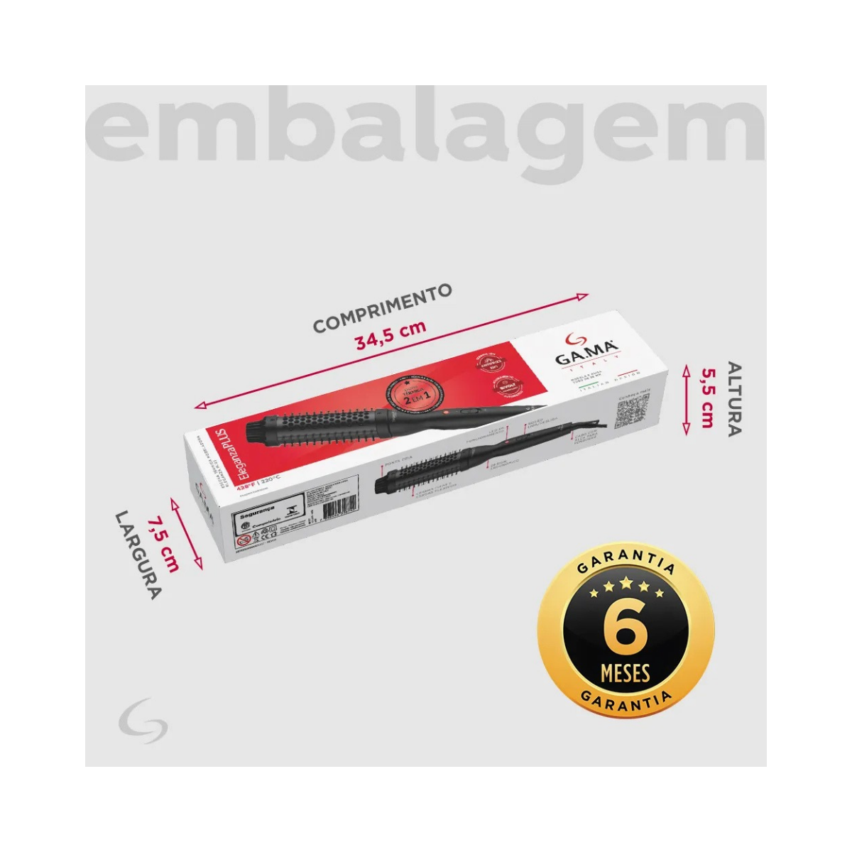 ESCOVA TERMICA MODELADORA ELEGANZA PLUS GAMA ITALY BIVOLT