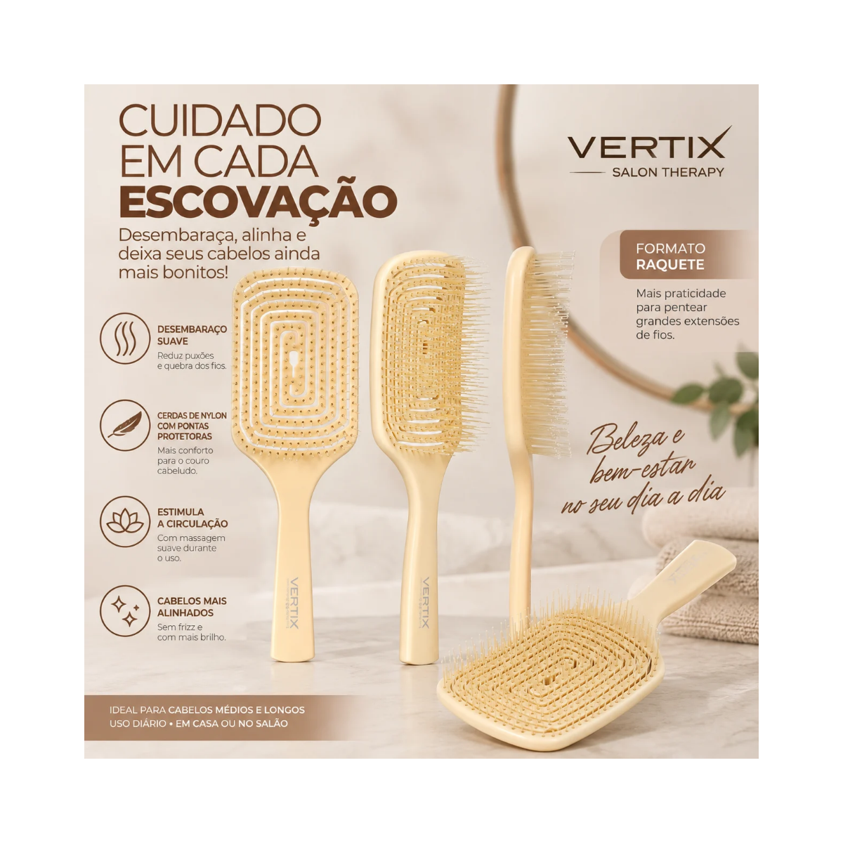 ESCOVA VERTIX SALON THERAPY RAQUETE
