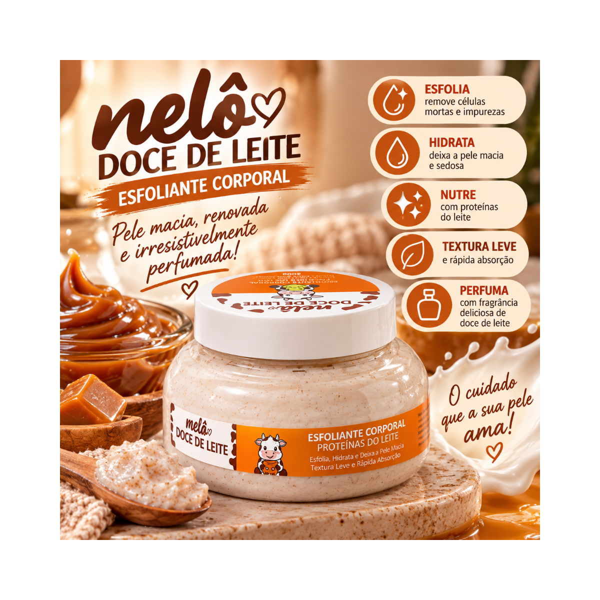 ESFOLIANTE CORPORAL DOCE DE LEITE NELÔ 200G