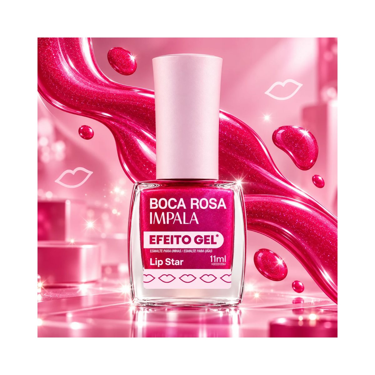 ESMALTE BOCA ROSA EFEITO GEL CINTILANTE LIP STAR IMPALA 11ML