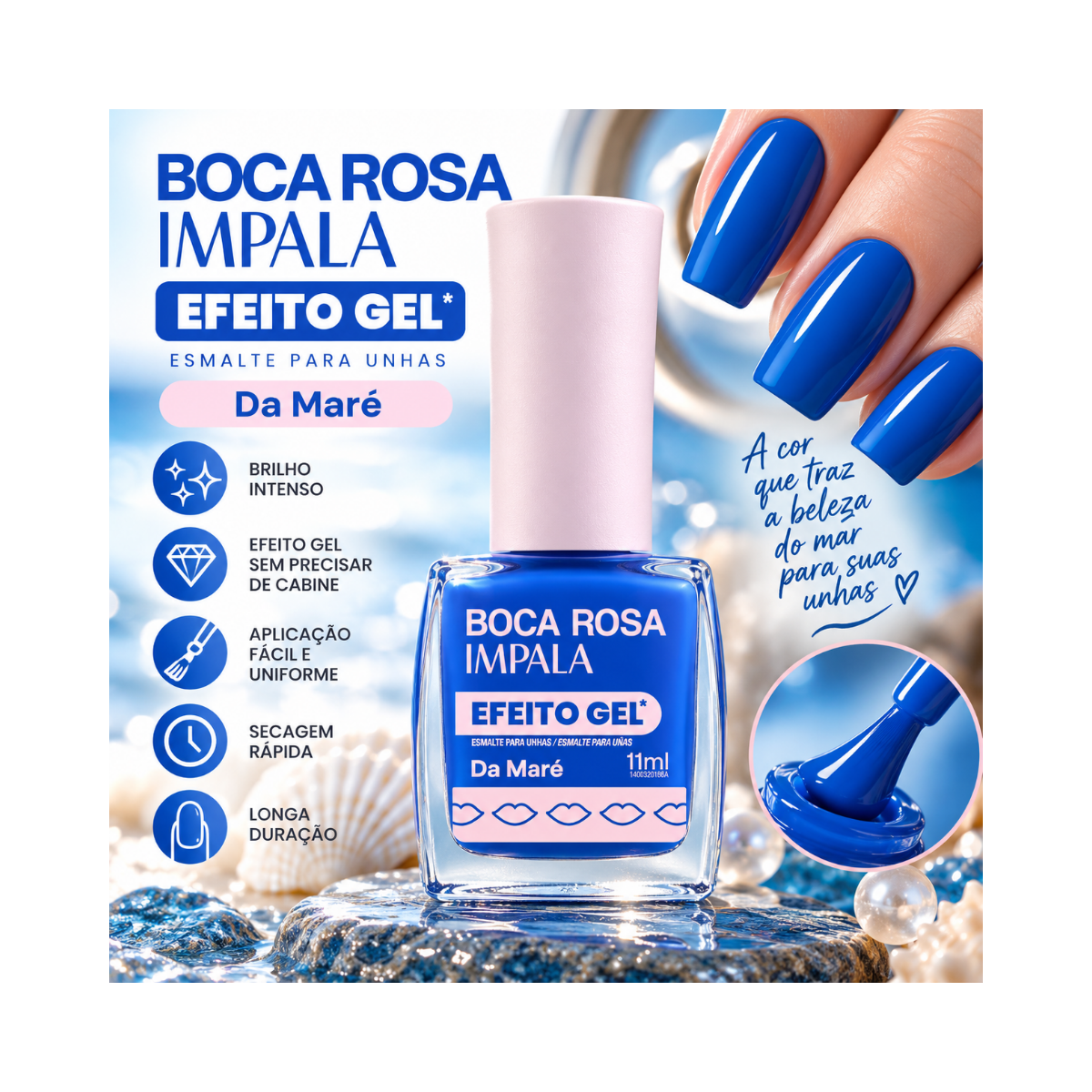 ESMALTE BOCA ROSA EFEITO GEL CREMOSO DA MARE IMPALA 11ML