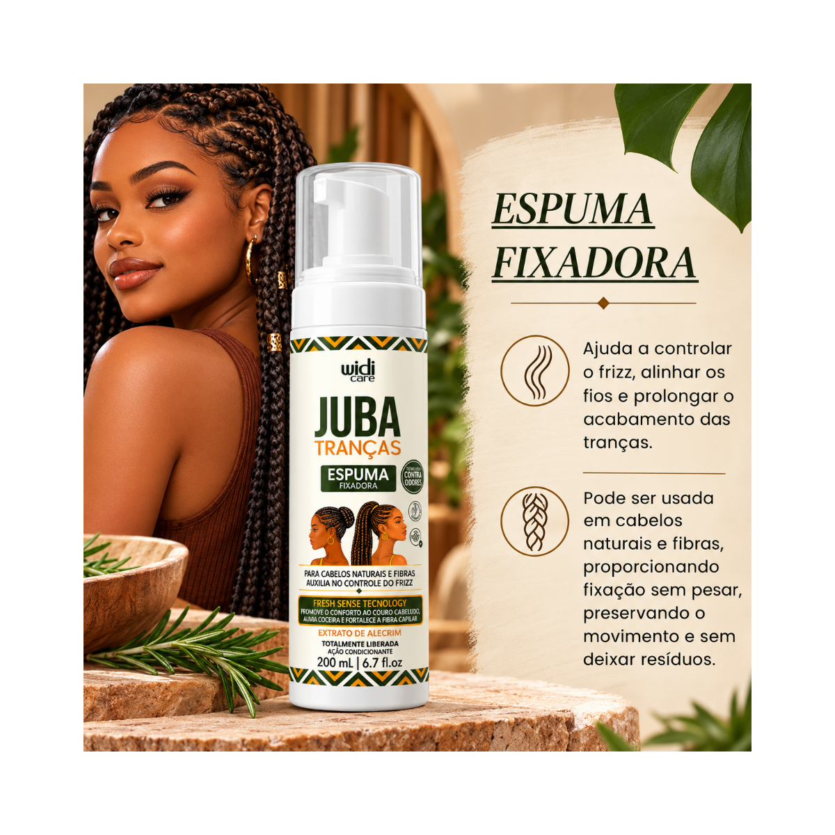 ESPUMA FIXADORA JUBA TRANÇA WIDI CARE 200ML