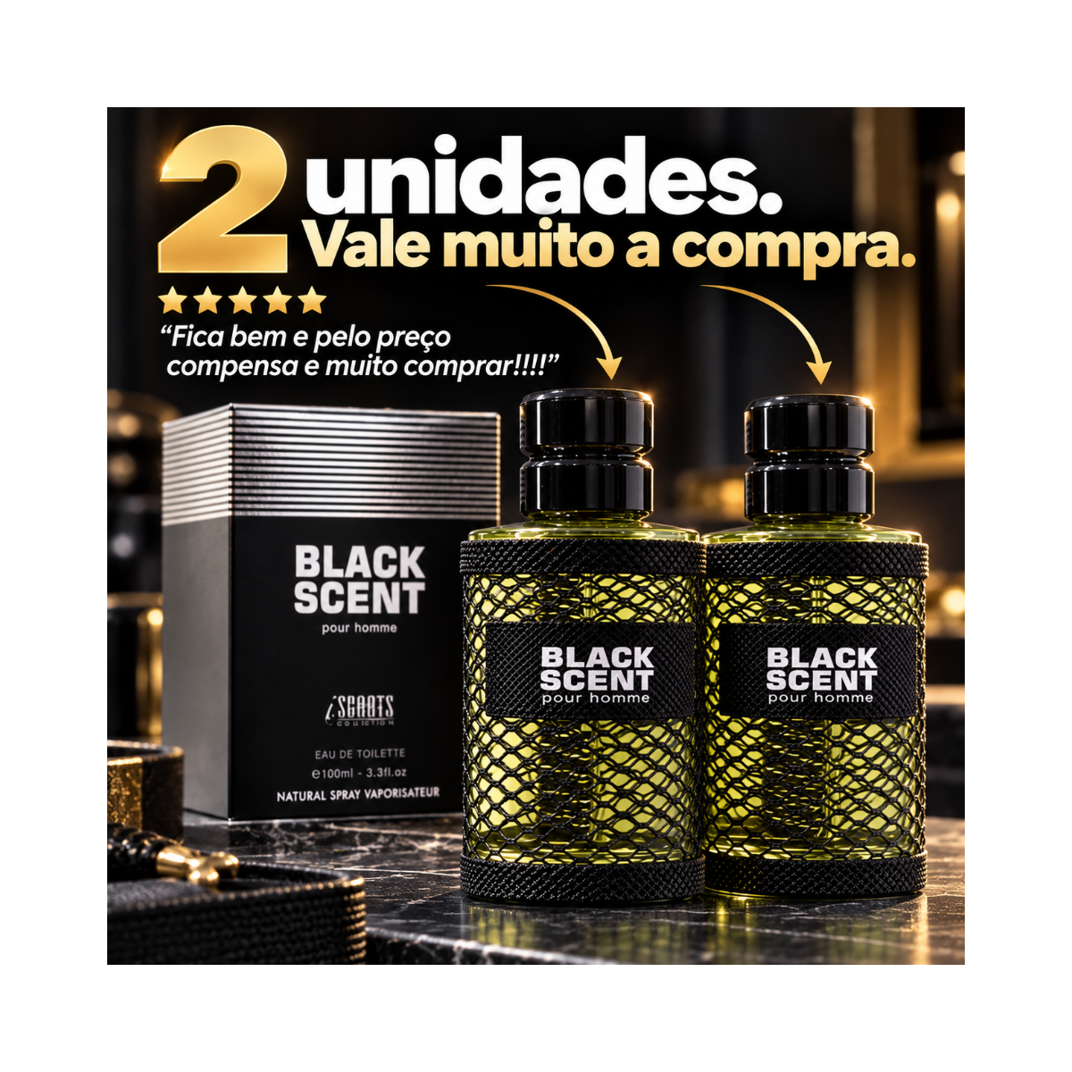 I-SCENTS BLACK SCENT EDT MASCULINO 100ML - KIT COM 2 UNIDADES