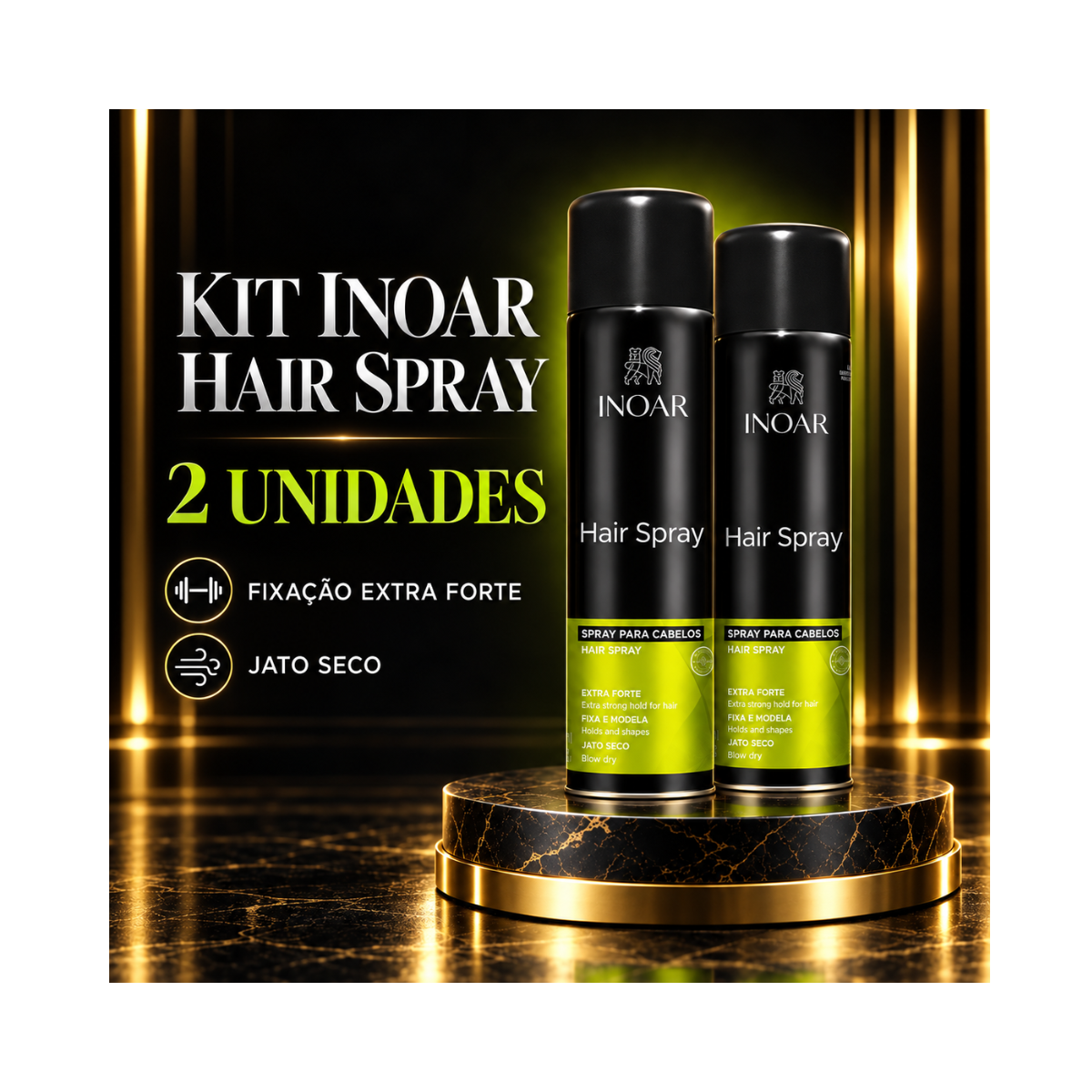 KIT 2 HAIR SPRAY INOAR EXTRA FORTE 400ML