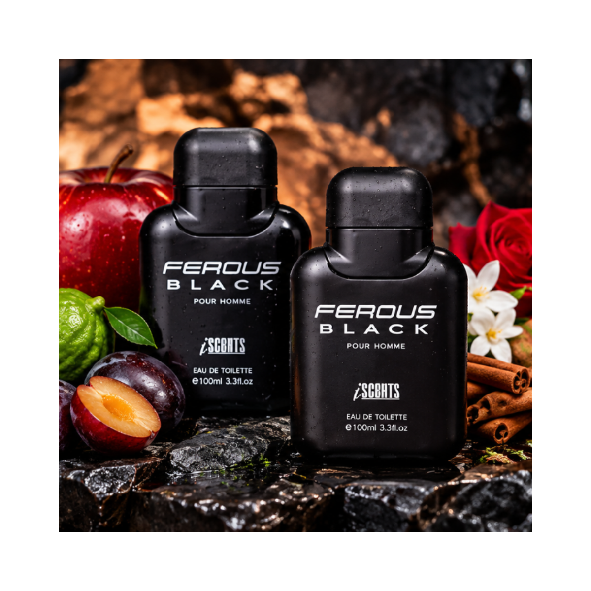 KIT 2 PERFUMES I-SCENTS EDT MASCULINO BLACK FEROUS 100ML