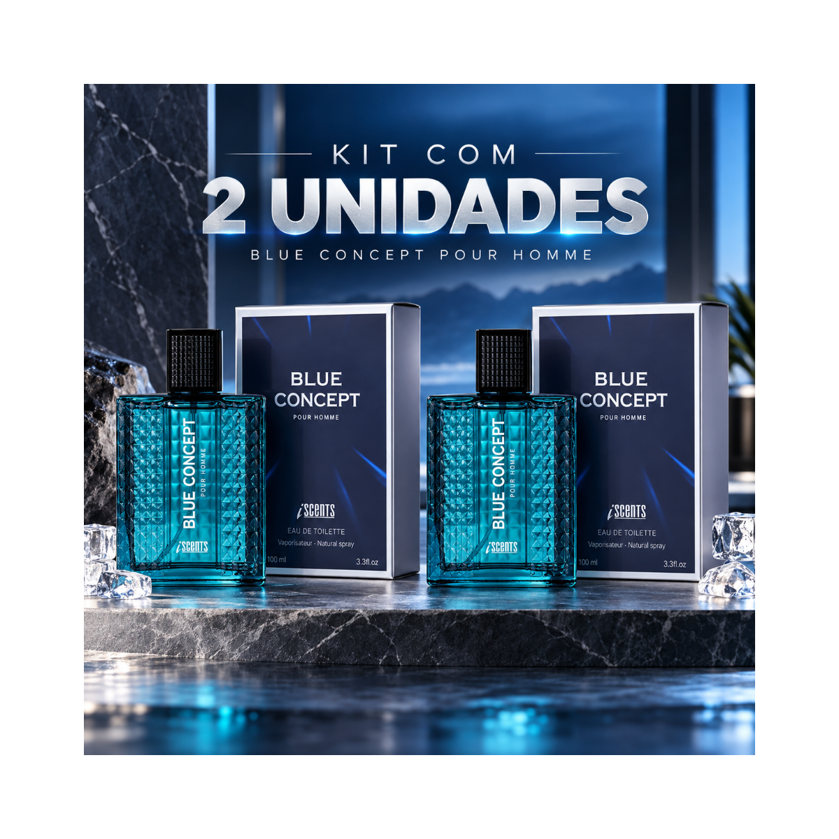KIT 2 PERFUMES I-SCENTS EDT MASCULINO BLUE CONCEPT 100ML