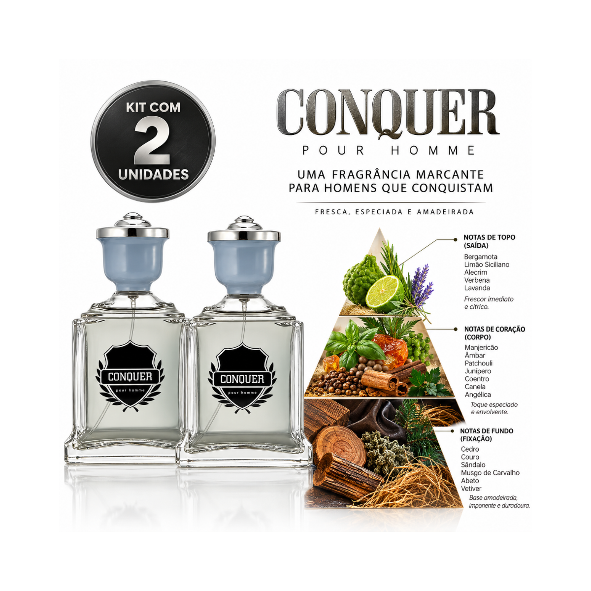 KIT 2 PERFUMES I-SCENTS EDT MASCULINO CONQUER 100ML