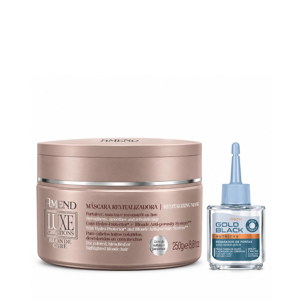  KIT AMEND MASC BLONDE CARE 250GR + REPARADOR GOLD BLACK 30ML