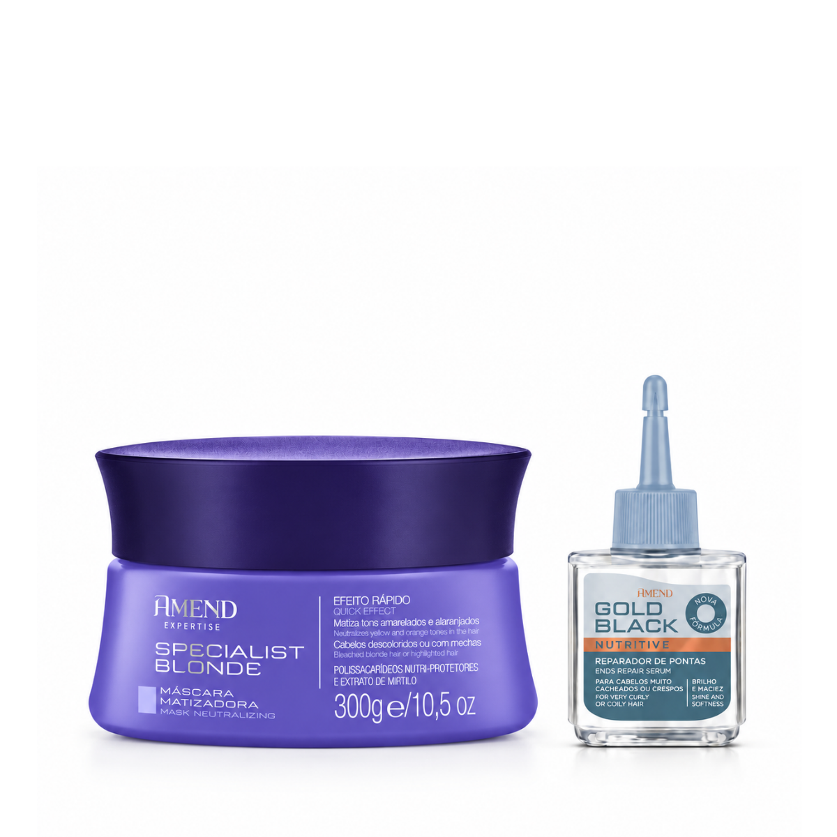 KIT AMEND MASC MATIZADORA BLOND 300G + REPARADOR GOLD BLACK 30ML 