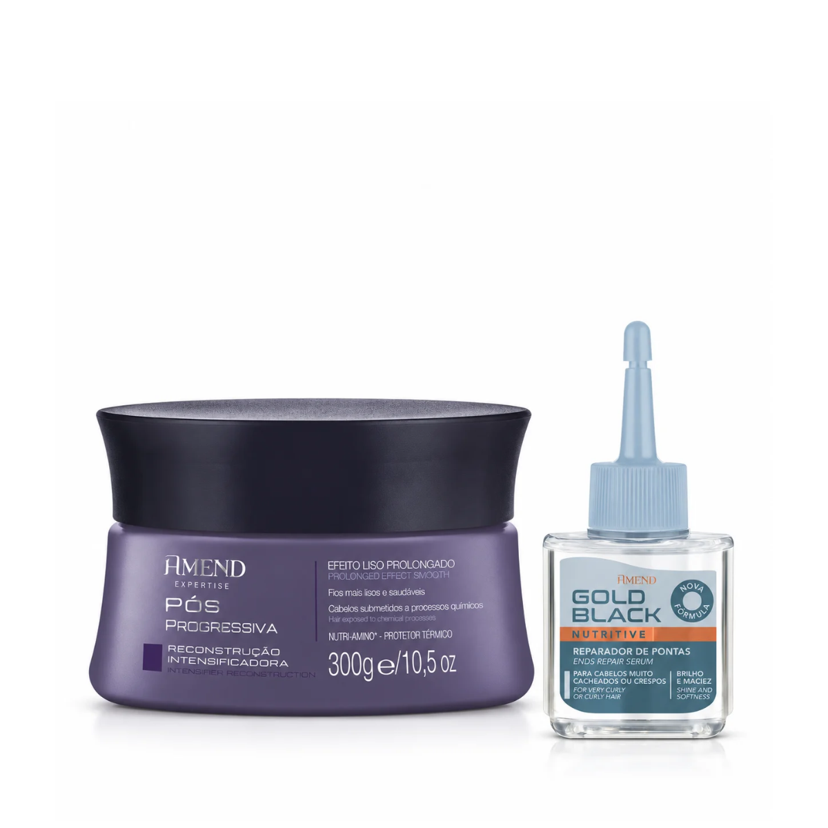 KIT AMEND MASC POS PROGRESSIVA 300G + REPARADOR GOLD BLACK 30ML