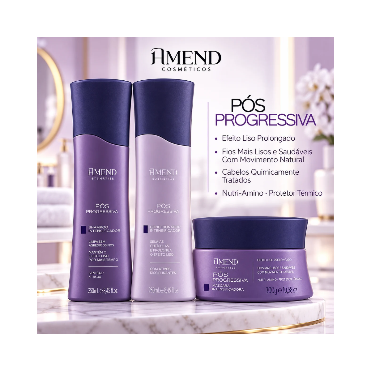 KIT AMEND MASC POS PROGRESSIVA 300G + REPARADOR GOLD BLACK 30ML