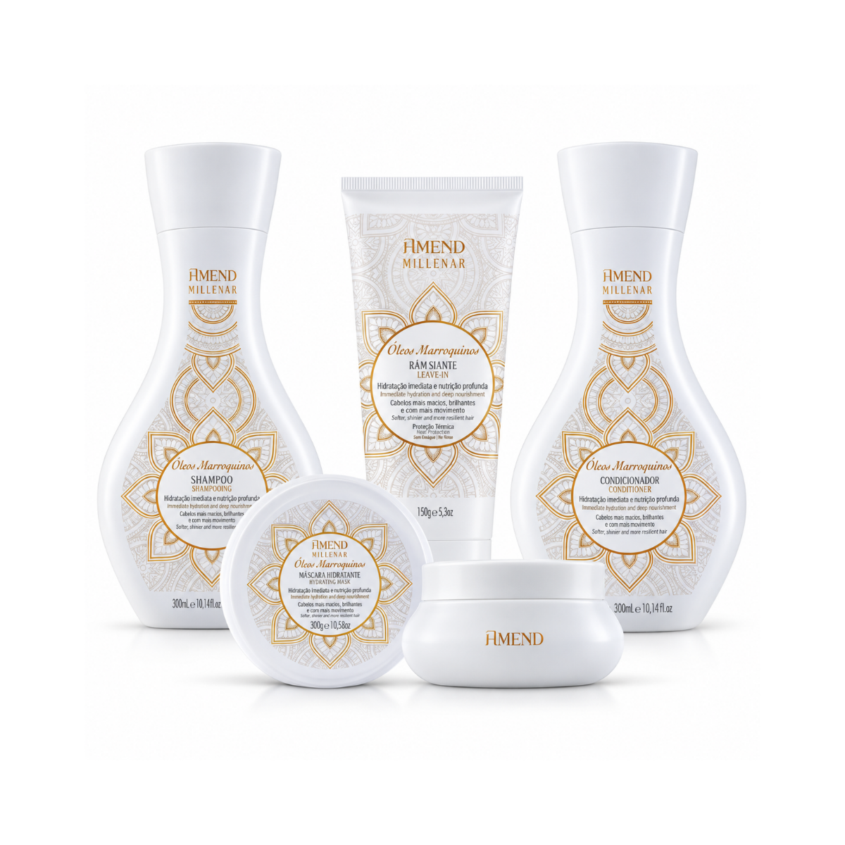 KIT AMEND MÁSCARA MILLENAR MARROQUINOS 300G + REPARADOR GOLD BLACK 30ML