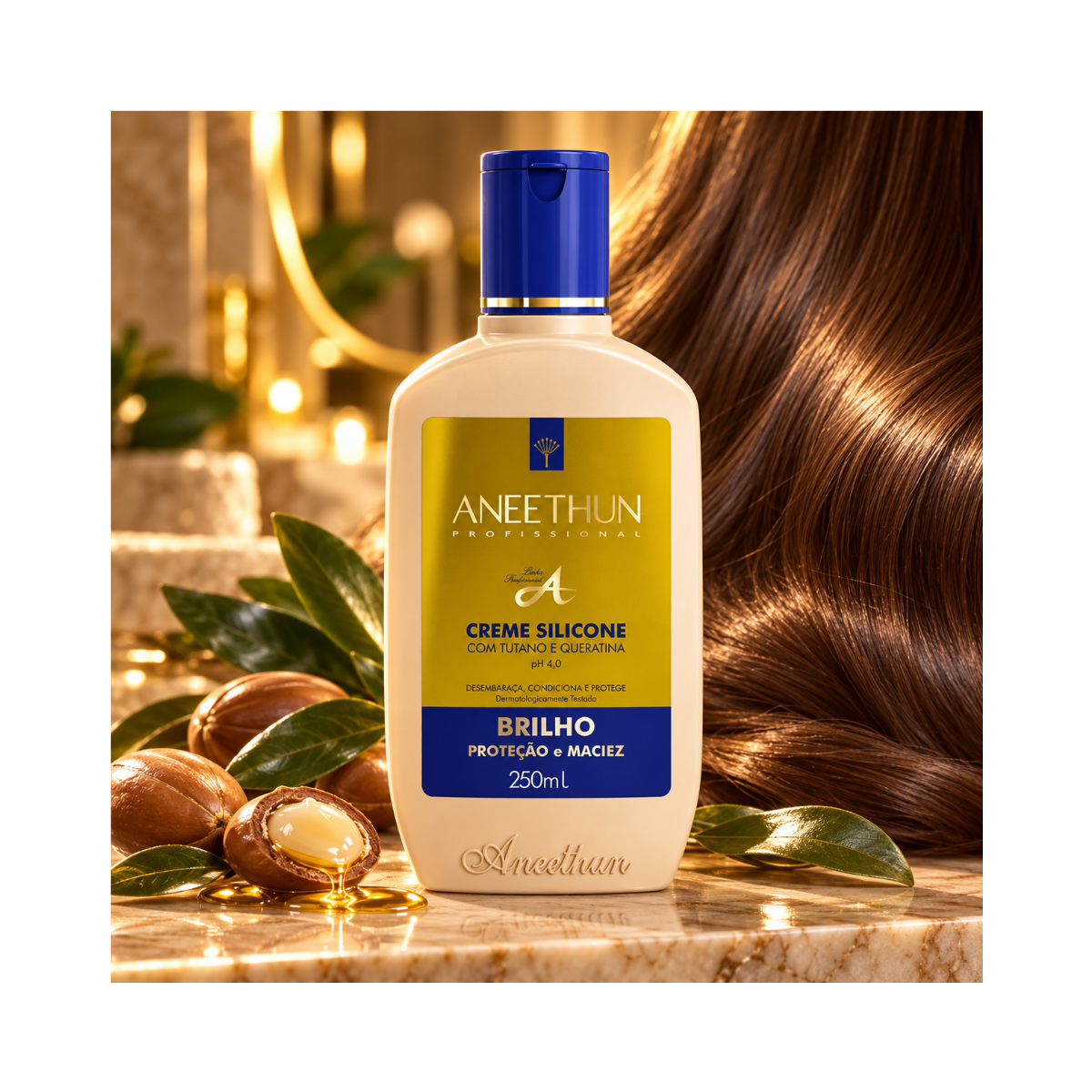 KIT ANEETHUN CREME SILICONE LINHA A 250ML + ÓLEO ARGAN BELLA FEME 7ML