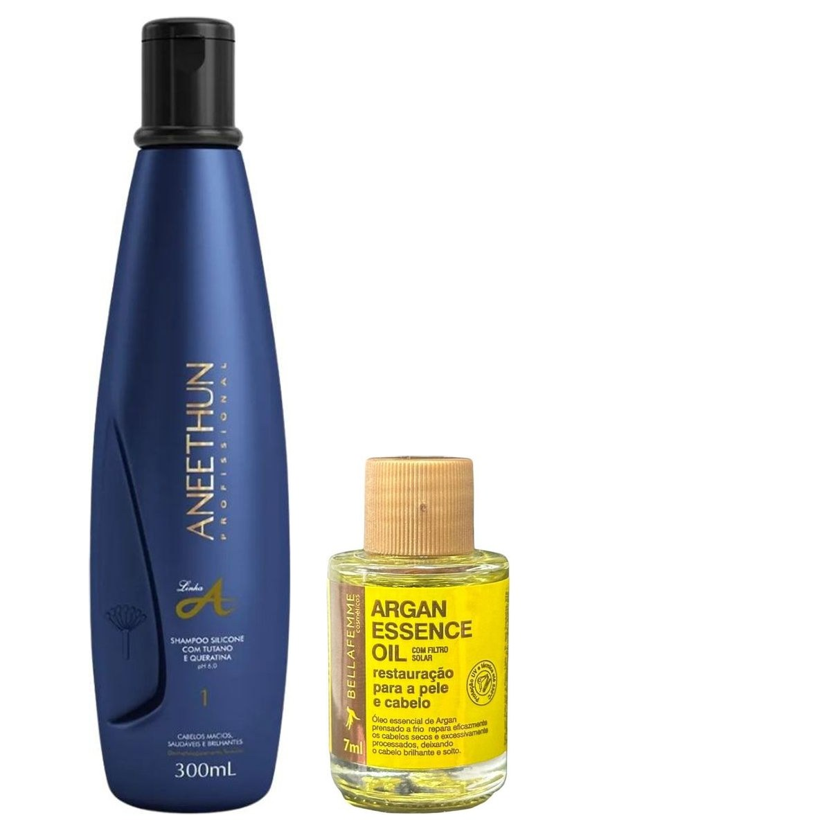 KIT ANEETHUN SHAMPOO LINHA A 300ML + ÓLEO DE ARGAN BELLA FEMME 7ML