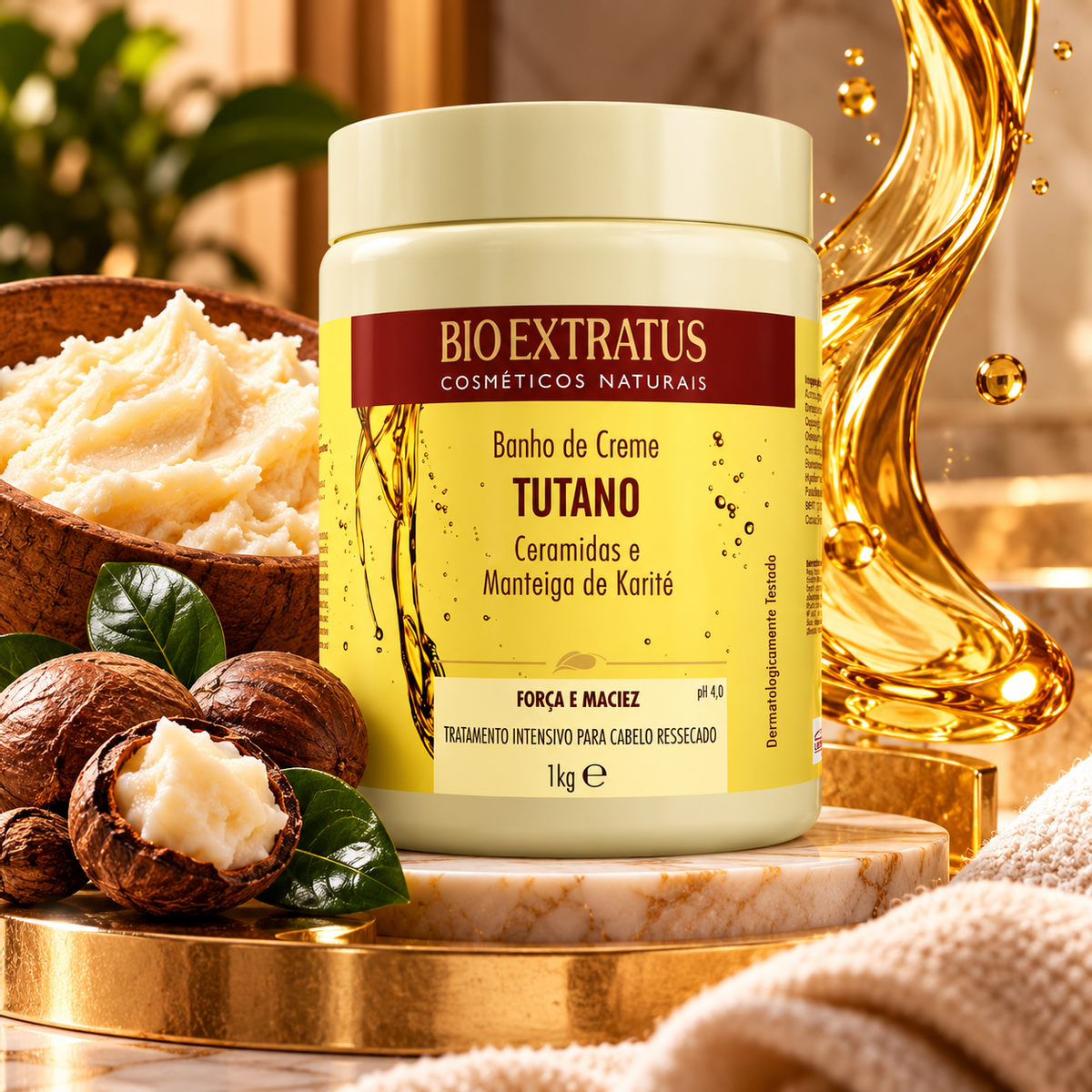 KIT BIO EXTRATUS BANHO DE CREME TUTANO 1KG + ACESSÓRIO SORTIDO