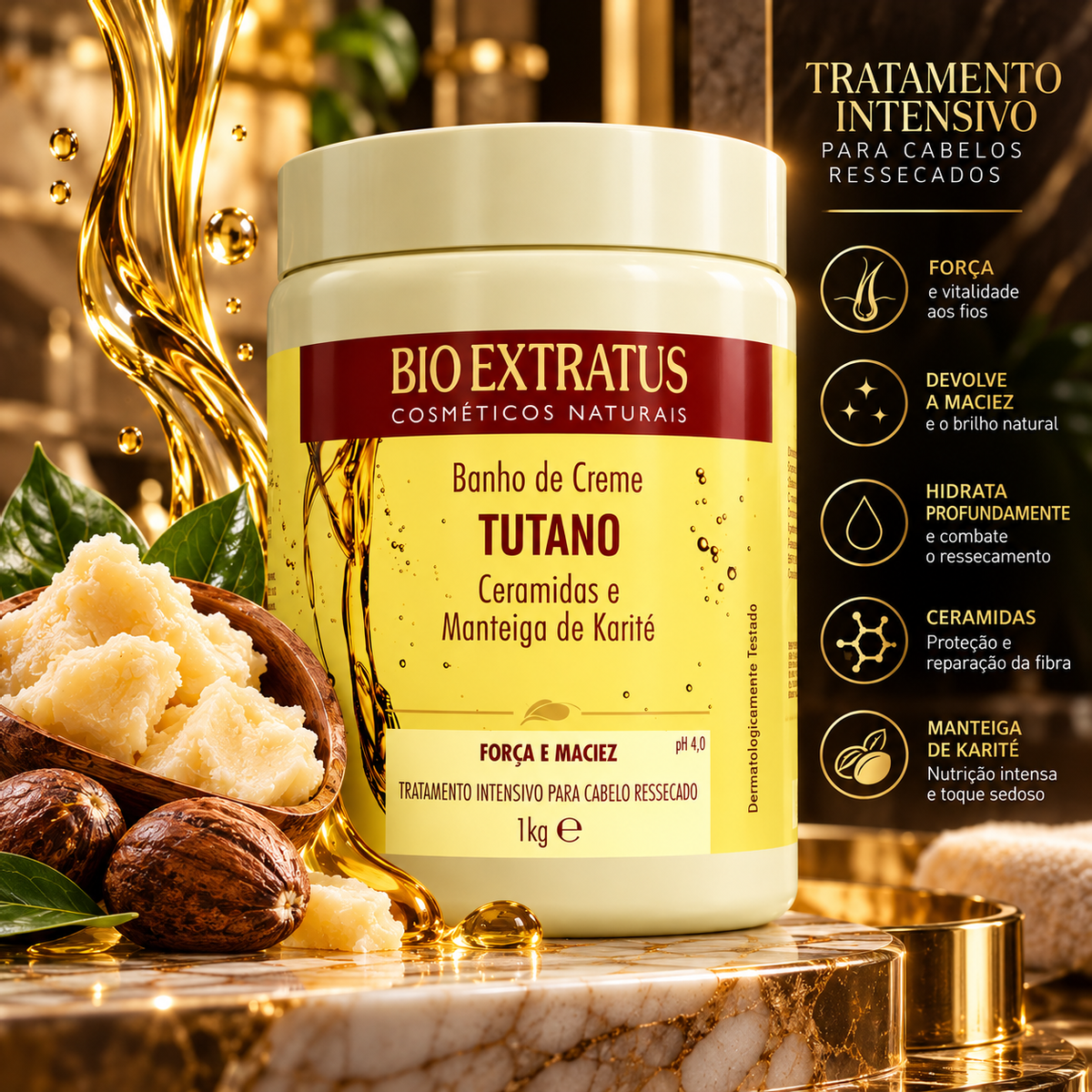 KIT BIO EXTRATUS BANHO DE CREME TUTANO 1KG + ACESSÓRIO SORTIDO