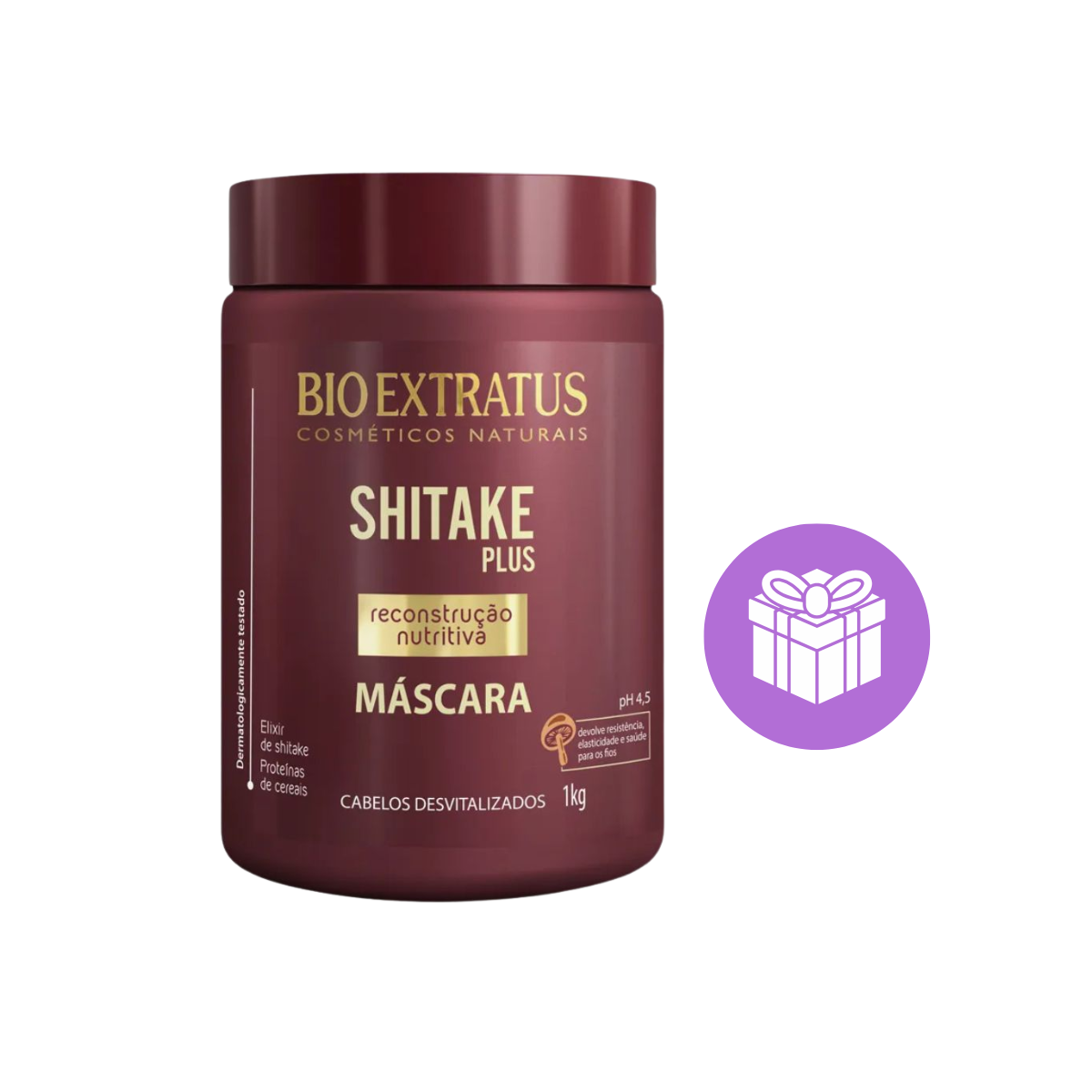 KIT BIO EXTRATUS MÁSCARA DE HIDRATAÇÃO SHITAKE 1KG + ACESSÓRIO SORTIDO