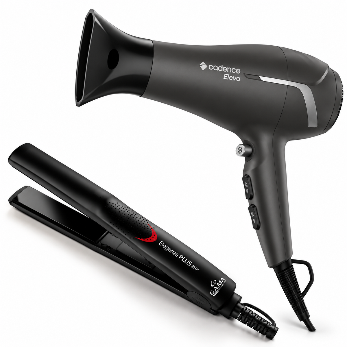 KIT CADENCE SECADOR ELEVA 565 127V + PRANCHA GAMA ELEGANZA PLUS 210º BIVOLT