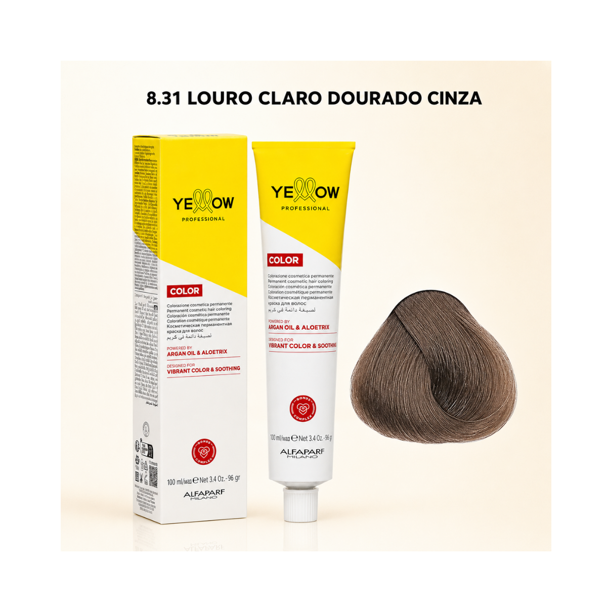 KIT COLORAÇÃO 8.31 LOURO CLARO DOURADO CINZA + OX 20 VOLUMES
