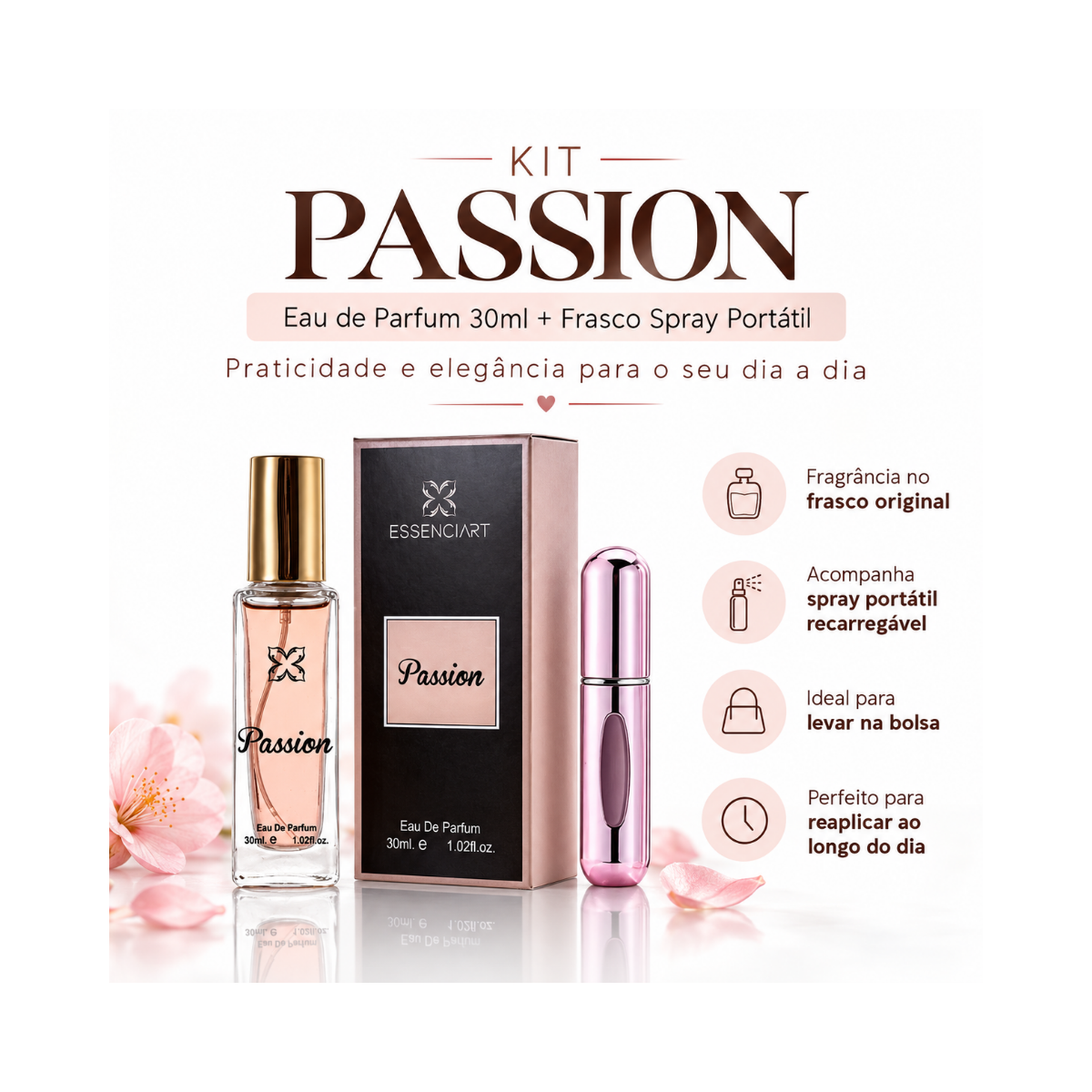KIT ESSENCIART EDP PASSION 30ML + PORTA PERFUME 5ML