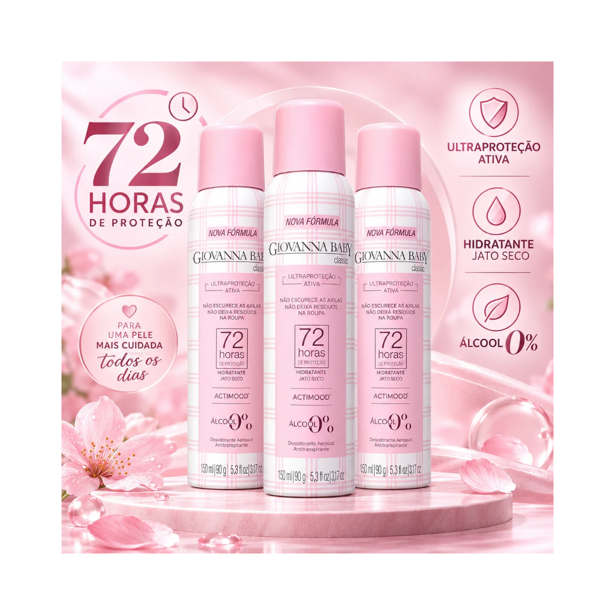 KIT GIOVANNA BABY COM 3 DESODORANTES CLASSIC 72HS 150ML