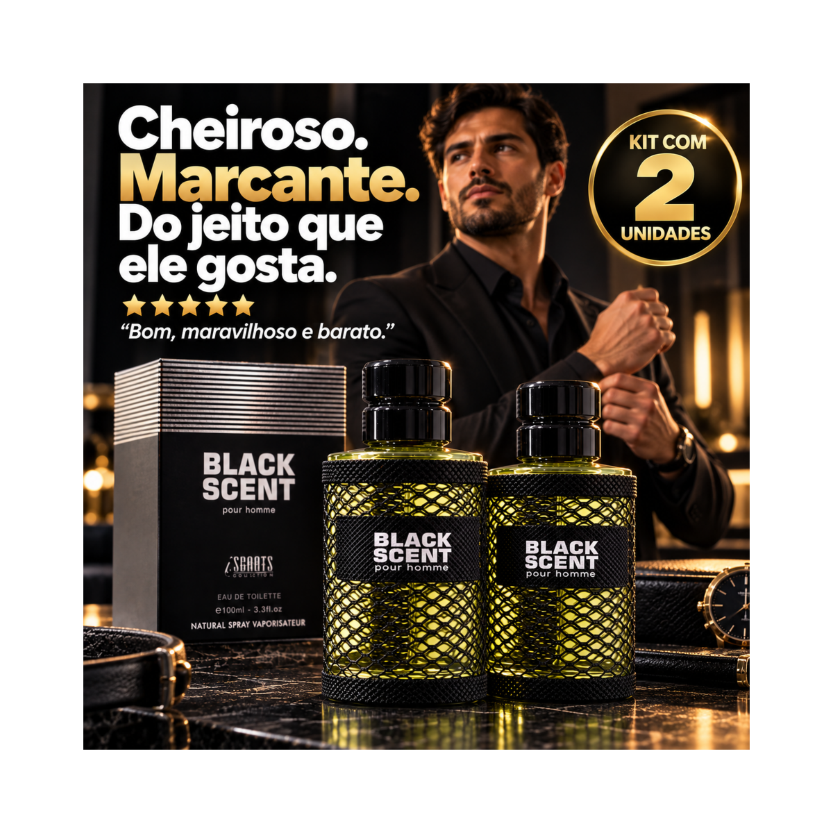 KIT I-SCENTS C/2 EAU BLACK SCENT MASCULINO 100ML 