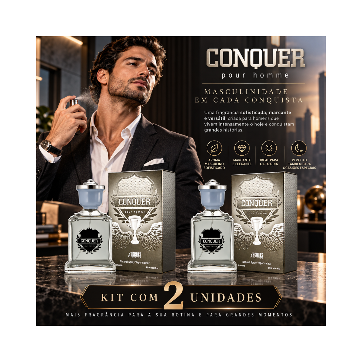  KIT I-SCENTS C/2 EAU CONQUER MASCULINO 100ML    