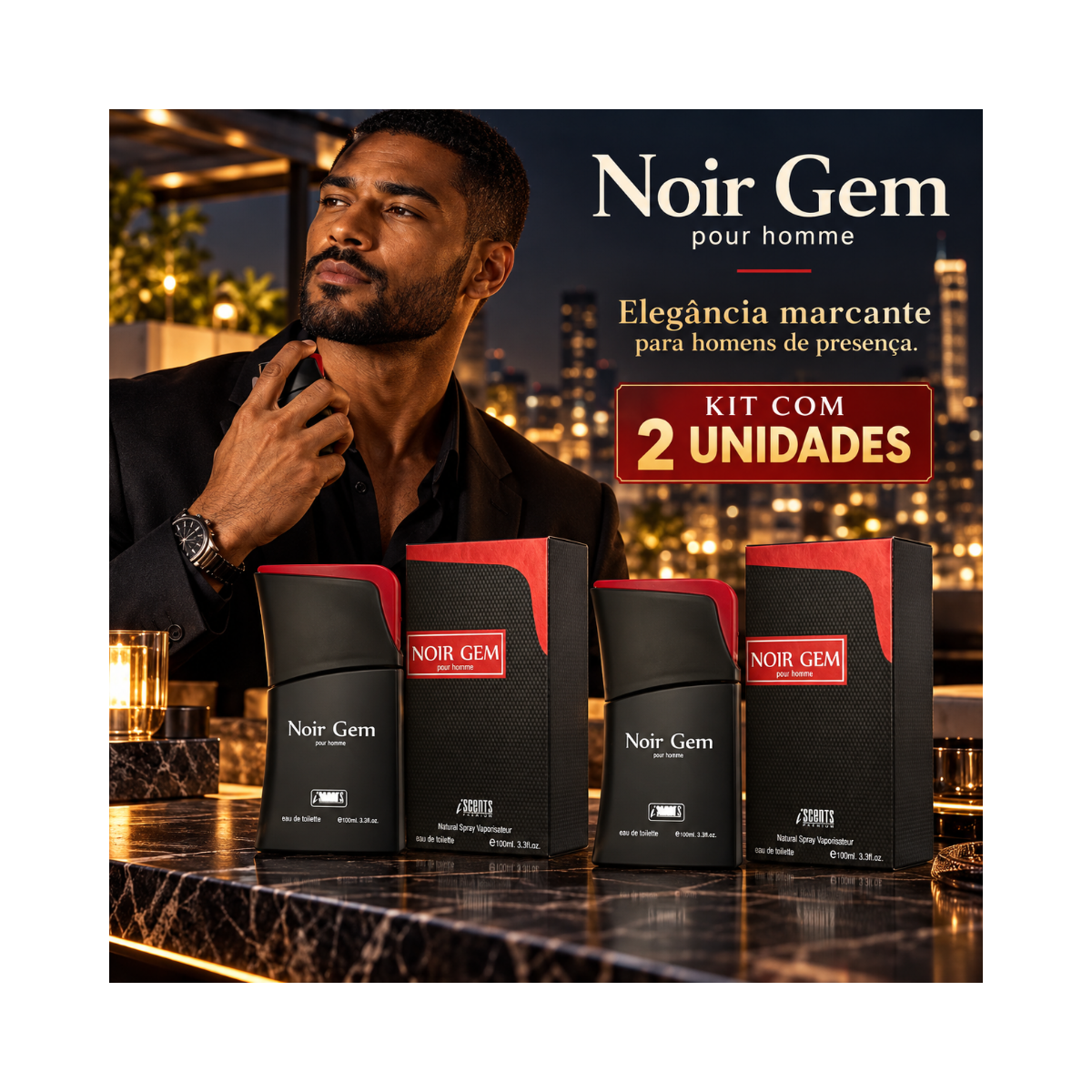 KIT I-SCENTS EAU C/2 NOIR GEM MASCULINO 100ML