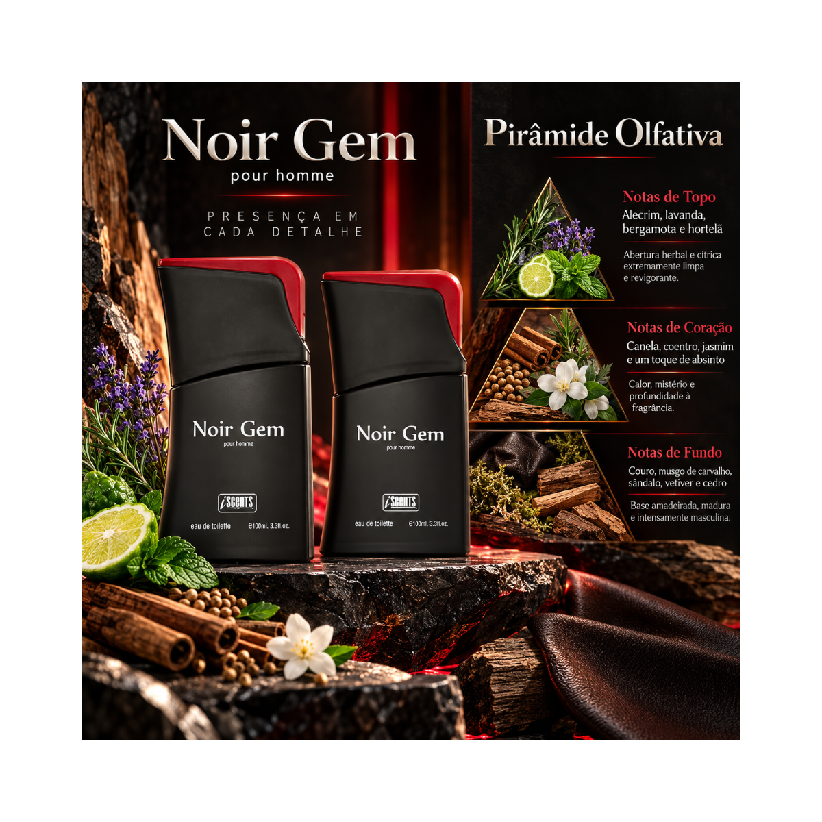 KIT I-SCENTS EAU C/2 NOIR GEM MASCULINO 100ML