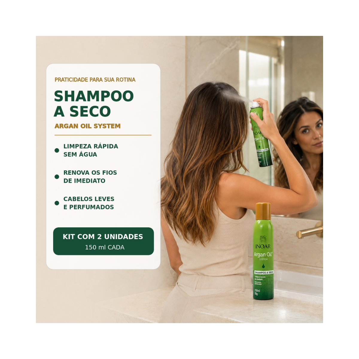 KIT INOAR 2 SHAMPOO A SECO ARGAN OIL 150ML