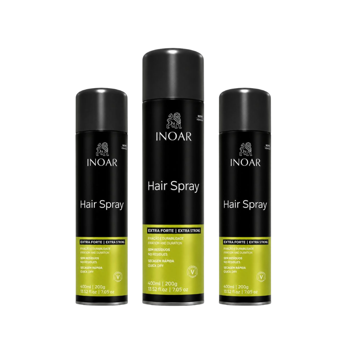 KIT INOAR C/3 SPRAY FIXADOR EXTRA FORTE 400ML