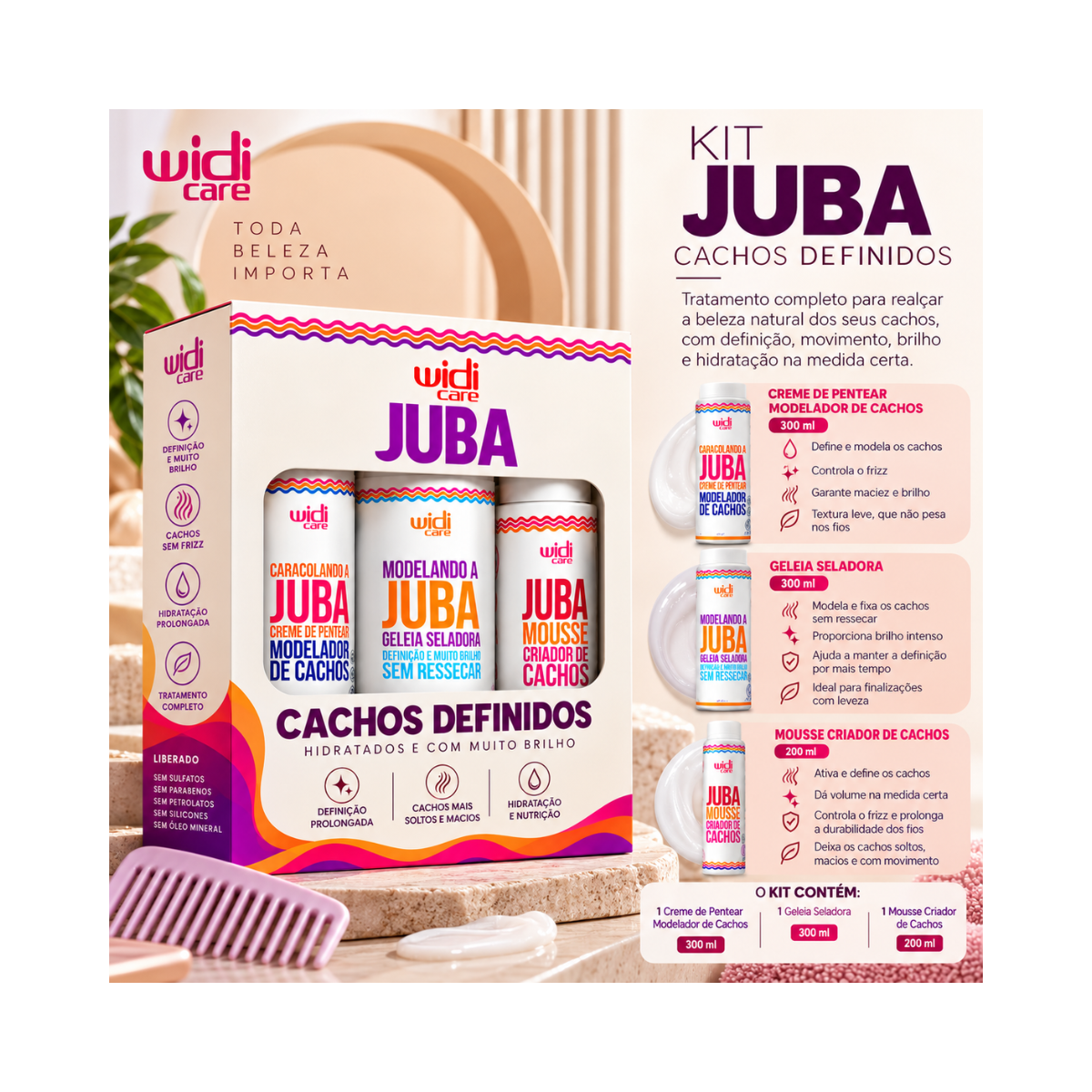 KIT JUBA DEFINIÇÃO EXTREMA 800ML  WIDI CARE