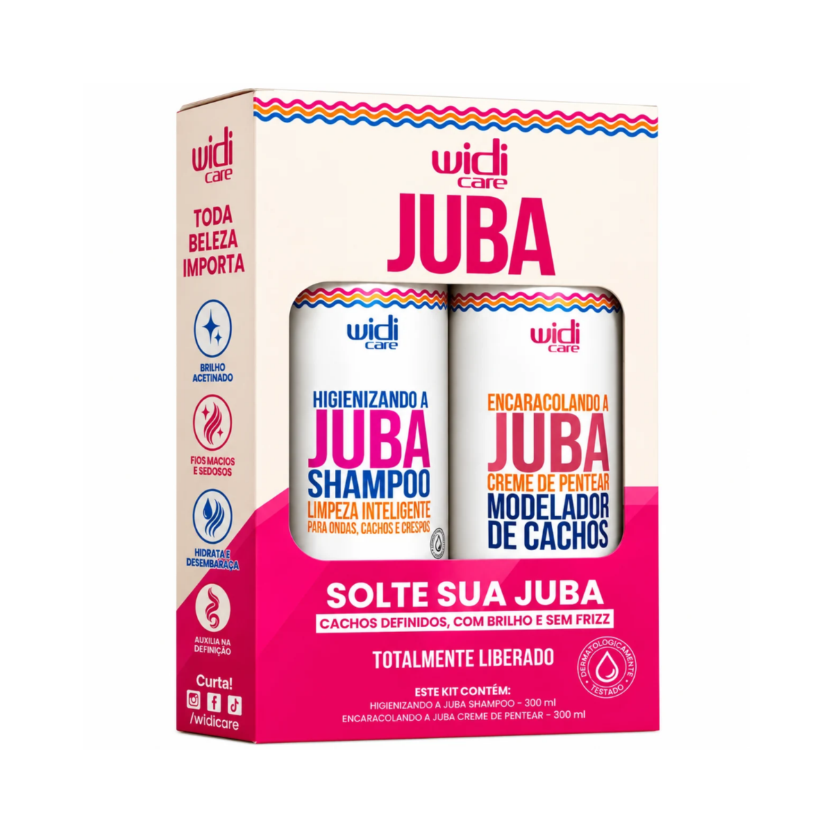 KIT JUBA SHAMPOO 300ML + CREME DE PENTEAR ENCARACOLANDO A JUBA 300ML WIDI CARE