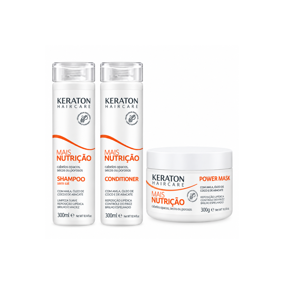 KIT KERATON MAIS NUTRIÇÃO SHAMPOO 300ML + COND 300ML + MÁSCARA 300G