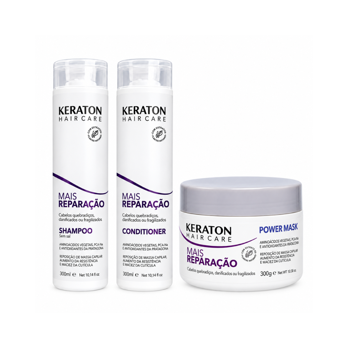 KIT KERATON MAIS REPARAÇÃO SHAMPOO 300ML + COND 300ML + MÁSCARA 300G