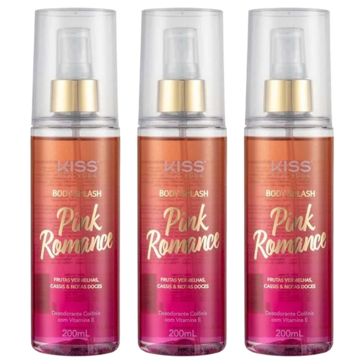 KIT KISS NEW YORK C/3 BODY SPLASH PINK ROMANCE 200ML