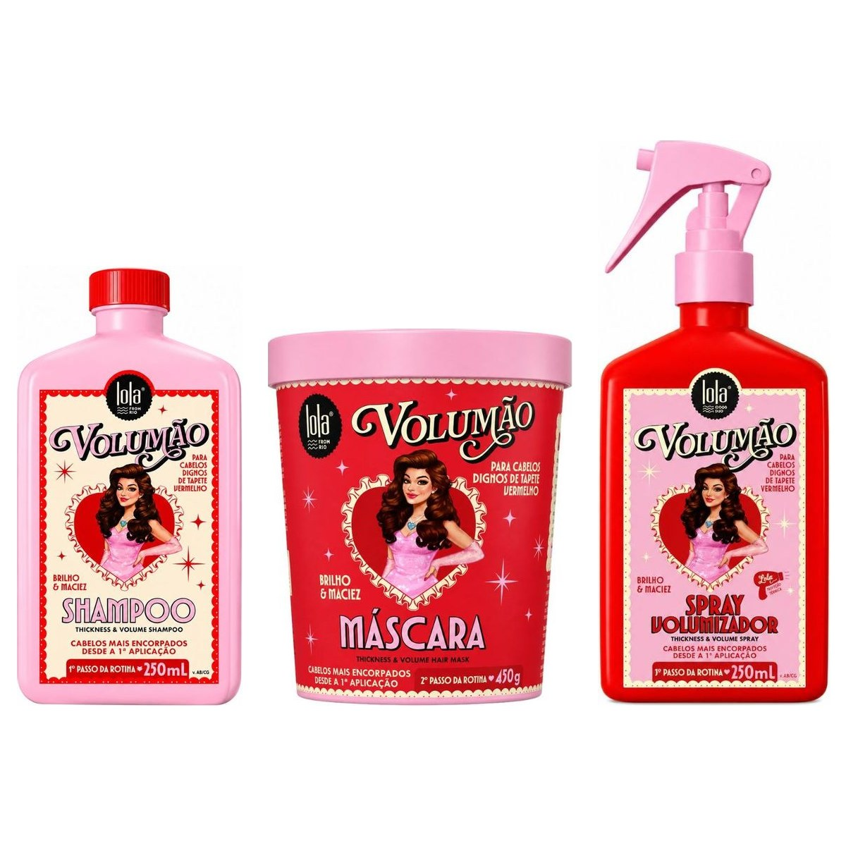 KIT LOLA VOLUMÃO SHAMPOO 250ML + MÁSCARA 450G + SPRAY 250ML