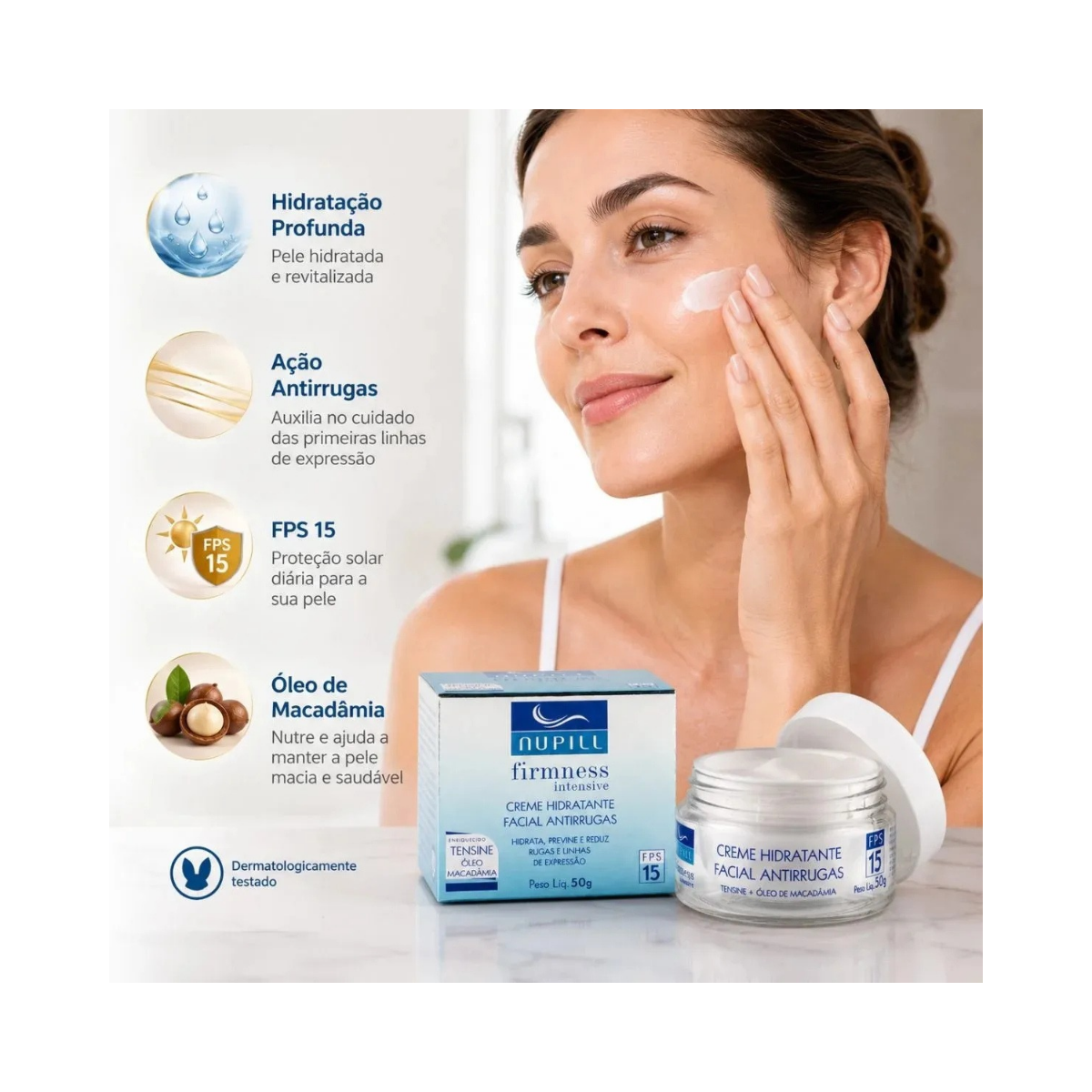 KIT NUPILL C/3 CREME FACIAL ANTIRRUGAS FPS15 TENSINE 50G