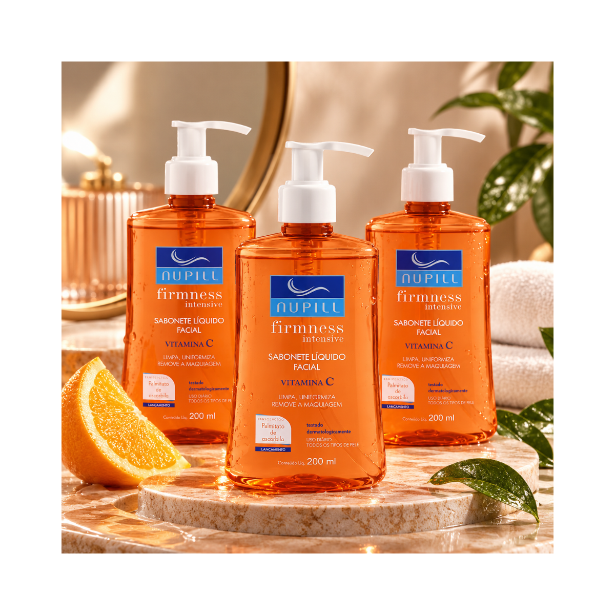 KIT NUPILL COM 3 SABONETES LÍQUIDOS VITAMINA C 3X200ML